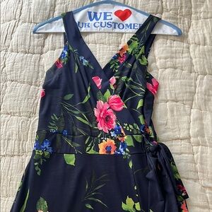 Elegant Black and Pink Floral Maxi Dress